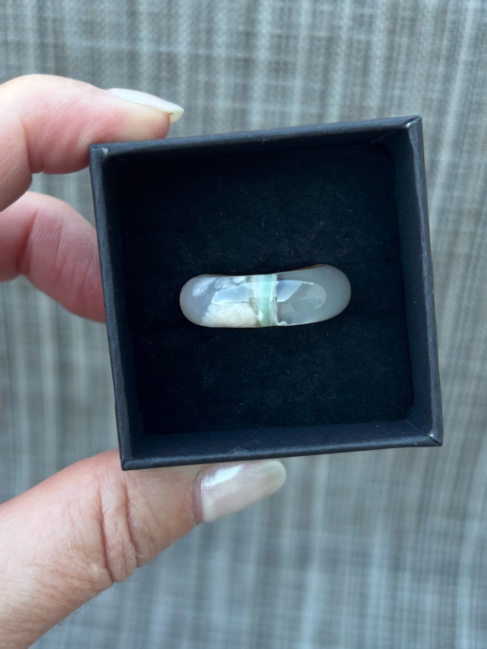 Beautiful Flower Agate Resin ring- Size 8